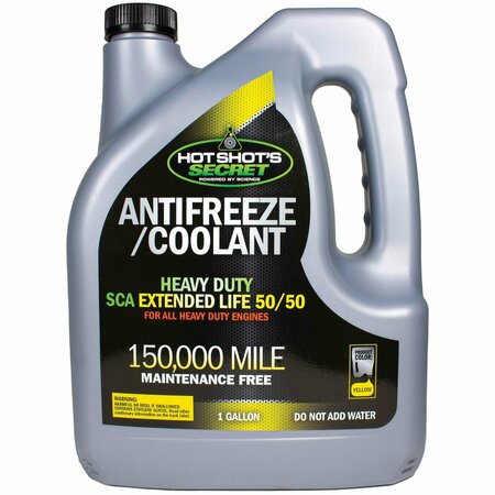Hot Shots 5050 Antifreeze Mixed With Distilled Water Yellow 150000 Miles Service Life 1 Gallon Bottle 1G150KY5050